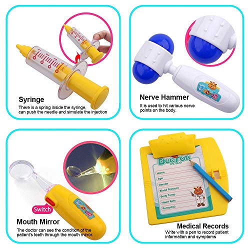 image for STONEKAE Doctor Kit for Kids, 25 Pieces Pretend-n-Play Dentist Medical