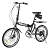 MuGuang Opvouwbare fiets 20 inch vouwmachine met 7 versnellingen + led-batterijlamp + zittas + fietsbel (zwart)
