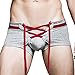 sandbank Men's Sexy Lingerie Cotton Tie Rope Cute Boxer Brief Underwear Panties (US M=Asian Tag XL,Grey#1)