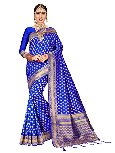 ELINA FASHION Sarees For Women Banarasi Art Silk Woven Saree l Indian Wedding Traditional Wear Sari and Blouse (Blue)