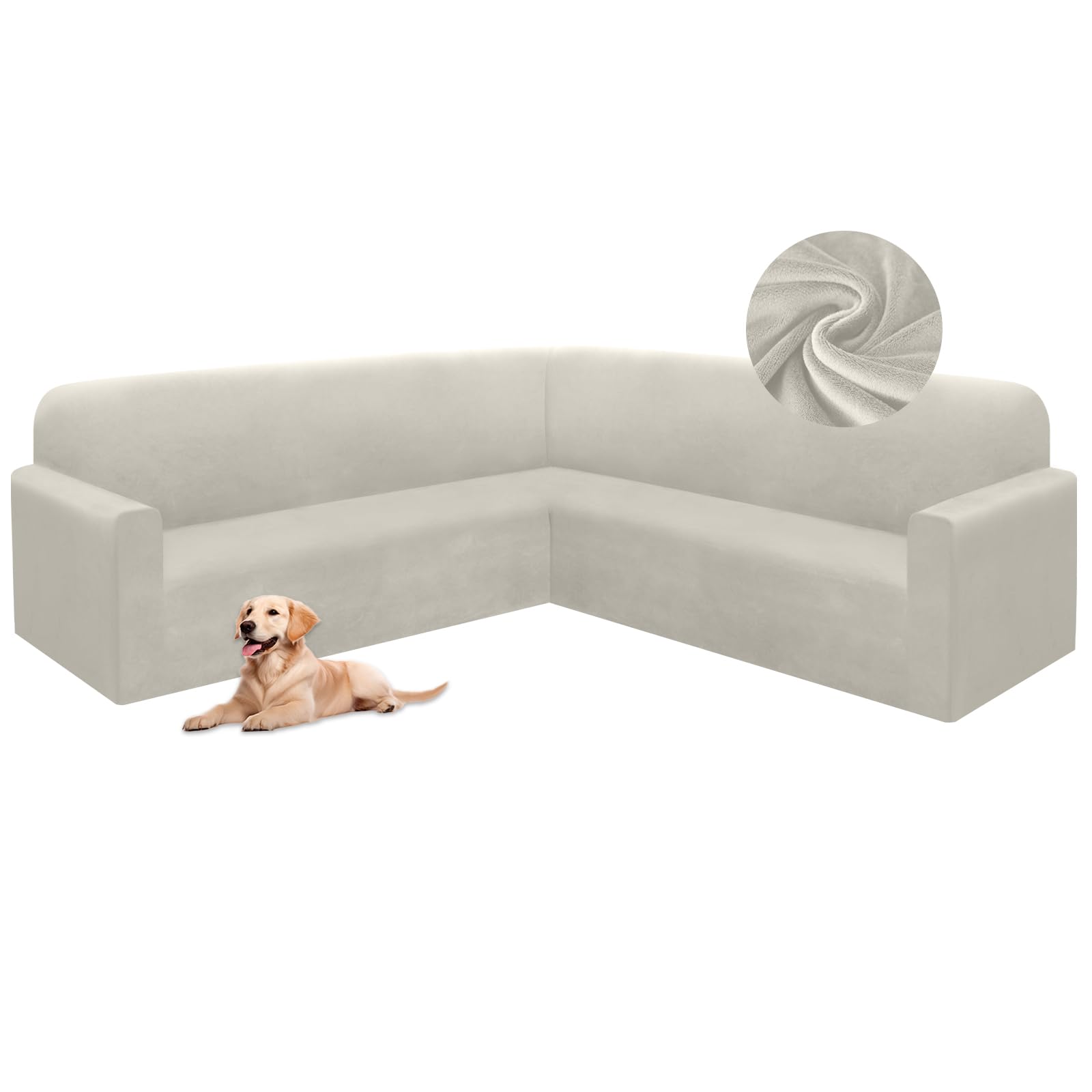 Photo 1 of HDCAXKJ Corner Sectional Couch Covers Velvet Stretch L Shape Sofa Cover Soft Thick Sectional Slipcovers Set U Shaped Living Room Non Slip Magic Furniture Protector for Pet Dogs (Air Gray, Large)