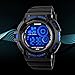 FANMIS Mens Military Multifunction Digital Watches 50M Water Resistant Electronic 7 Color LED Backlight Black Sports Watch (a-Blue)