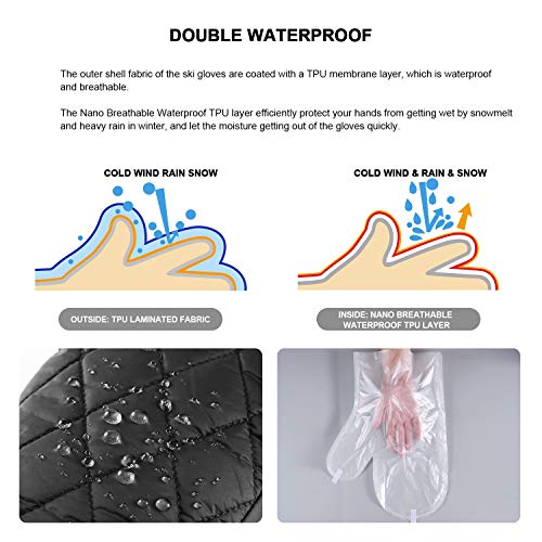 Andake 90% Duck Down Mittens Gloves For Women -20¨H Cold Weather Warm Winter Snow Gloves For Walking Jogging Work Outdoor Gray S-M - Thumbnail 3