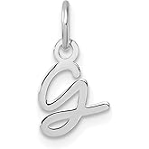 14k White Gold Script Letter G Pendant Charm for Women or Unisex Wear, Real Gold Initial Necklace with Polished Finish, Elegant Alphabet Jewelry, Modern Personalized Monogram Charm Necklace
