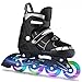 Aceshin Inline Skates for Boys and Girls - Roller Skates with Full Light up Wheels, Beginner Adjustable Illuminating Rollerblades for Kids and Adults