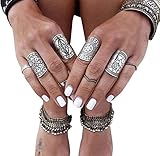 Cougar's Choice 4 Pcs Vintage Exaggerated Punk Totem Carved Knuckle Nail Midi Rings