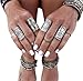 Cougar's Choice 4 Pcs Vintage Exaggerated Punk Totem Carved Knuckle Nail Midi Rings