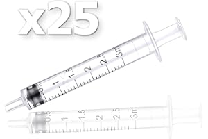 BSTEAN 3ml Syringe without Needle, Individually Wrapped for Industrial, Scientific, Measuring, Watering, Pet Feeding, Liquid Refilling and Dispensing (Pack of 25)