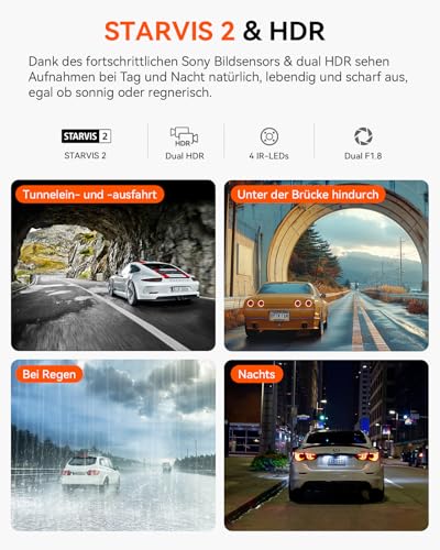 VANTRUE N2X 2.7K+1080P STARVIS 2 Car Camera, Front Interior, Dual HDR Night Vision Camera, Front 2.5K/60FPS, GPS, 5GHz WiFi, Voice & App Control, G-Sensor, Max 512GB
