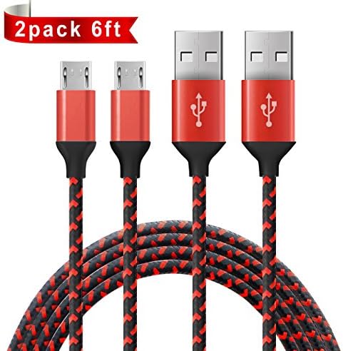 Micro USB Cable, Teletrogy 2 Pack 6ft Nylon Braided Charging &amp; Sync Data Cable Ultra Durable with Aluminum Shielded Connector for Android Smartphones, Samsung, HTC, Motorola, Nexus, LG, Sony and More