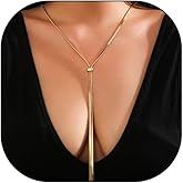 FUTIMELY Dainty Long Gold Necklace for Women,Thin Herringbone Chain Necklace,Long Lariat Necklace Body Jewelry