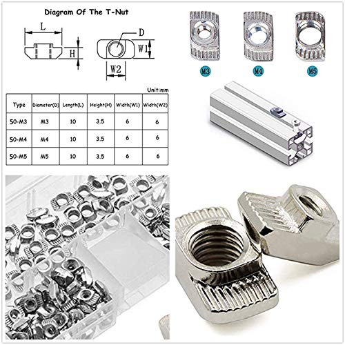 image for 150Pcs 2020 Series M3 M4 M5 European Aluminum Extrusions Slim T-Nut Ha