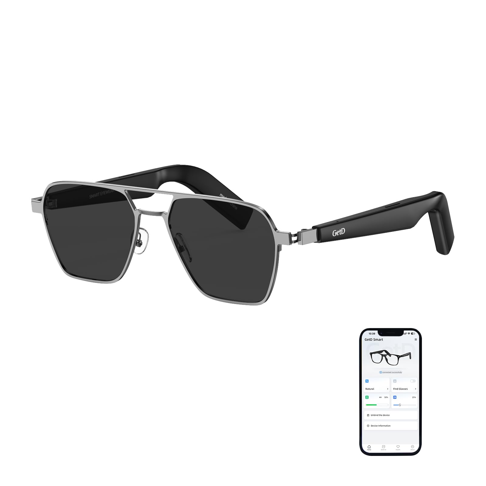 GetD AI Glasses for Men & Women, Smart Glasses Powered by ChatGPT, AI Real-time Translation with 145 languages, 11H Music Play, Anti-blue Light Glasses for Daily Use