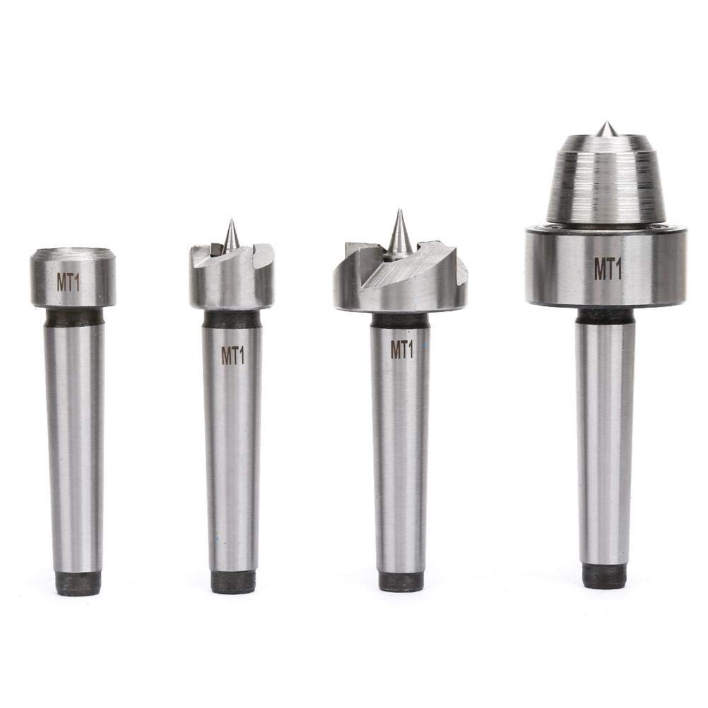 Steel Wood Lathe Live Center & Drive Spur Cup Arbor Set 4Pcs Lathe Turning Spur Cup Centers for Wood Metalworking Lathe Wood Turning Tools(MT1)