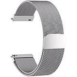 Fullmosa Compatible Huawei Watch Band, 18mm Watch Strap Quick Release Compatible Asus Zenwatch 2/LG Watch Style/Withings Activité/Steel HR 36mm Bracelet for Men Women, Silver