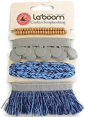 Boho Style Ribbon Trim Assortment for Crafts Card Making Scrapbooking Home Décor Items - Royal Blue