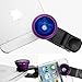 Universal 3 in 1 Cell Phone Camera Lens Kit for Smartphones Including - Fish Eye Lens / 2 in 1 Macro Lens & Wide Angle Lens/Universal Clip/Carry Pouch/Microfiber Cleaning Cloth