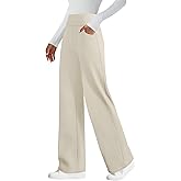 keriffe Womens Wide Leg Yoga Pants with 4 Pockets High Waist Stretchy Loose Dress Work Casual Sweatpants