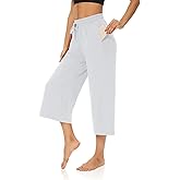 DIBAOLONG Womens Capri Pants Loose Yoga Pants Wide Leg Drawstring Comfy Lounge Pajama Capris Sweatpants with Pockets