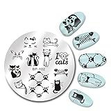 Born Pretty Nail Art Stamping Plate Cute Cats Image Plate BP-102 5.5cm Round