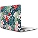 iDOO Soft Touch Hard Plastic Matte Case for MacBook Air 13 inch Model A1369 and A1466 - Tropical Palm Leaves with Red Flowers