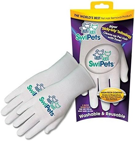 SwiPets Pet Hair Cleaning Glove, Double Pack, White by SwiPets