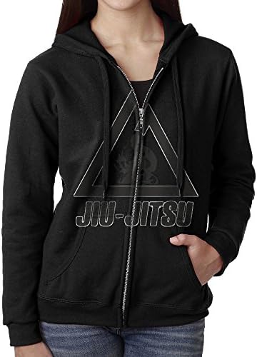 Jiu Jitsu Logo Women Casual Long Sleeve Hooded Zipper Hoodies Sweatshirt Coat With Fleece Winter Windproof Zipper Jacket Size L