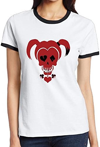 Women's Harley Quinn Suicide Squad Summer Jersey Ringer Tee XXL Black