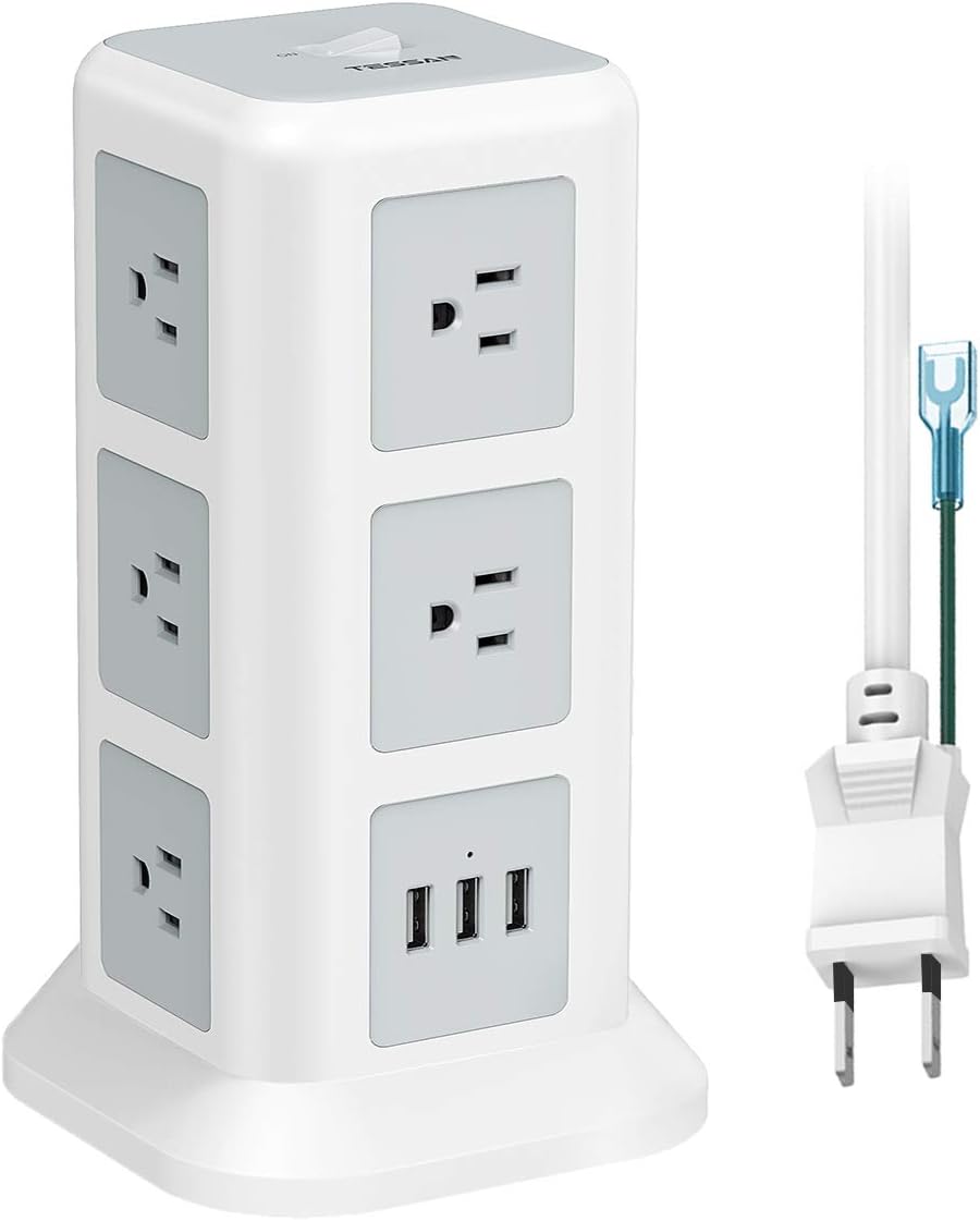 Amazon タワー型 電源タップ 延長コード 3m Usb コンセント 3層 11個ac口 3usbポート たこあしコンセント Oa タップ 過負荷保護スイッチ 雷ガード Tessan 電源タップ 通販