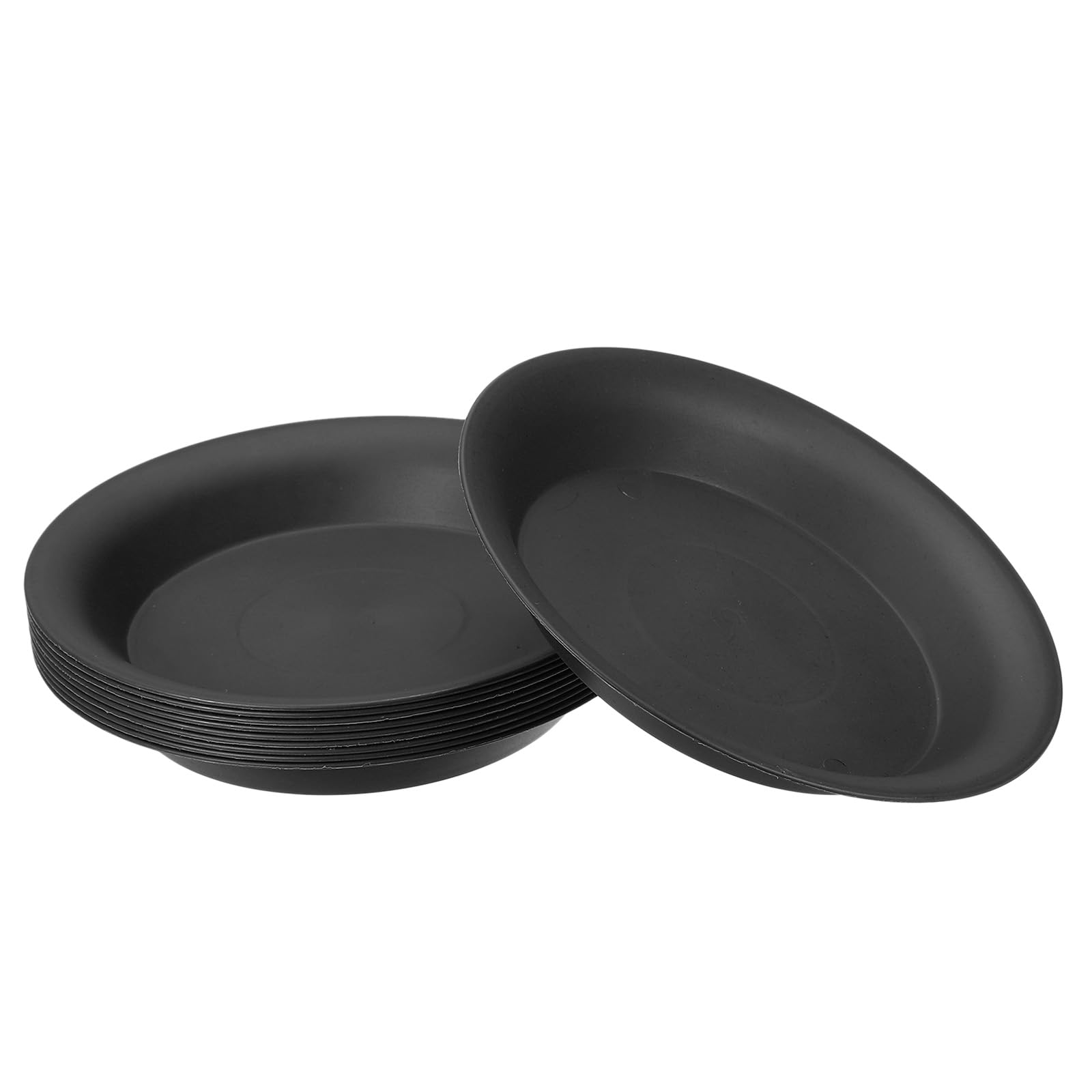 PATIKIL 7 Inch Plant Saucer Tray, 10 Pack Plastic Drip Tray Round Collects Excess Water Flower Pot Drainage Trays for Heavy Indoor Outdoor Pans, Black