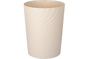 UUJOLY Plastic Small Trash Can Wastebasket, Garbage Container Basket for Bathrooms, Laundry Room, Kitchens, Offices, Kids Rooms, Dorms, (Beige, 1.8 Gallon)
