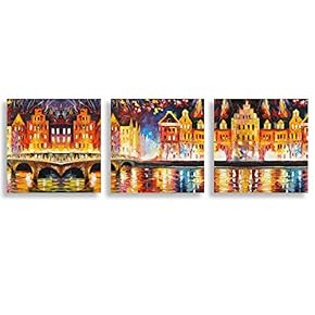 3 Piece Canvas Wall Art for Living Room Bedroom Home Artwork Romantic Autumn Scenery Paintings Ready to Hang - 12"x12"x3 Panels