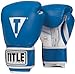 TITLE Boxing Pro Style Leather Training Gloves, Blue/White, 14 oz