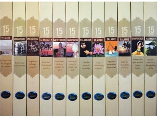 Nag Champa Spa Aromatherapy Fragrances Incense Sampler- 12 Boxes - Total 180 Sticks. Relaxation, Meditation, Sensuality & More.