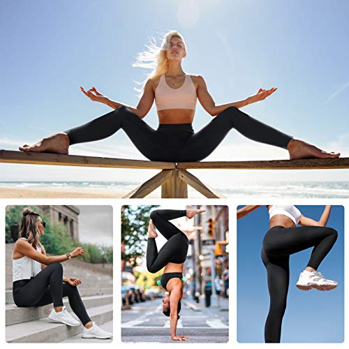 Roadbox Leggings Damen, Sportleggins Lang mit Unsichtbar Taschen, Figurformende Sporthosen mit Pfirsich Design, Passend für Sport, Laufen, Yoga, Fitness, Training(M, Schwarz)