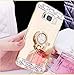 Lozeguyc Compatible with Galaxy Note 8 Case, Crystal Rhinestone Mirror Glass Case Bling Diamond Soft Rubber Makeup Case for Samsung Galaxy Note 8 with Detachable 360 Degree Ring Stand-Gold