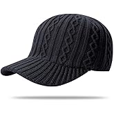 Knitted Baseball Cap for Winter, Wool-Blend Visor Beanie, Warm Outdoor Hat for Men and Women, Cold Weather Protection