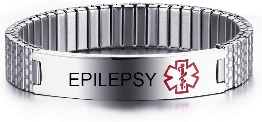 Free Engraving-Unisex Stainless Steel Medical Alert ID Stretch Allergy Bracelet for Men and Women
