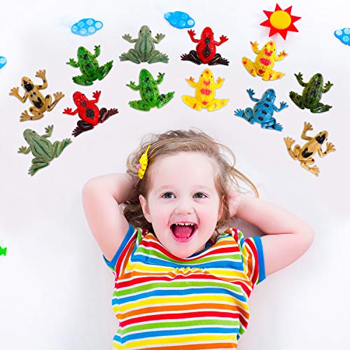 24 Pieces Plastic Frogs Mini Vinyl Frogs Assorted Frogs Figure Fun Toys