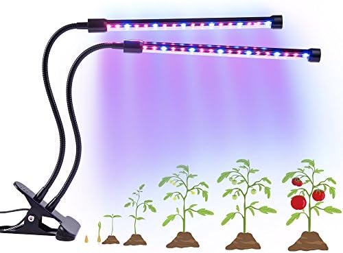 LED Plant Grow Light,360 Degree Adjustable Dual Head Grow Lamp Bulbs with Two Dimmabel Levels,Red Blue Spectrum for Indoor Plants Greenhouse Hydroponics Garden and Organic Soil