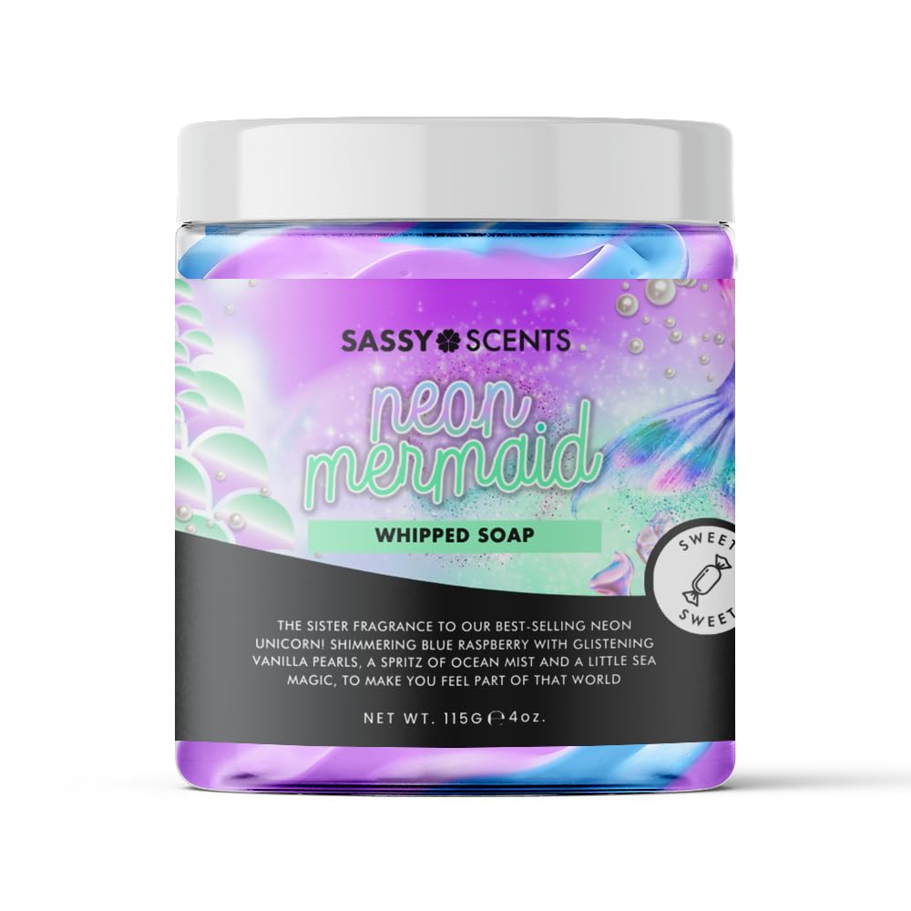 Sassy Scents Neon Mermaid Whipped Soap | Cleansing + Nourishing | Gentle For All Skin Types | 115g — image 1