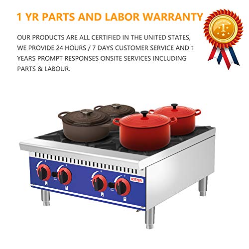 Commercial Countertop Hot Plate KITMA 24 Inches 4 Burner Natural Gas Range Restaurant