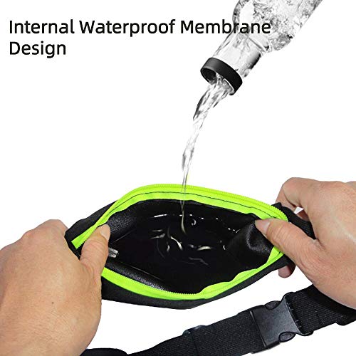 BeGrit Waterproof Running Belt Expandable Dual Pocket Running Waist Pack Adjustable Fanny Pack for Women Men Phone Fitness Jogging Sport Cycling Hiking Dog Walking Pack of 2 (Green + Rose Red)