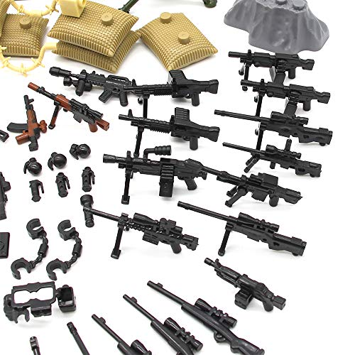 Feleph Military Army Weapons Toy,Weapon Accessories Block Building Toy Sets Custom Figure Modern Assault Equipment Pack Compatible with Major Brands,Nice DIY Battle Toy Gift for Kids Boys