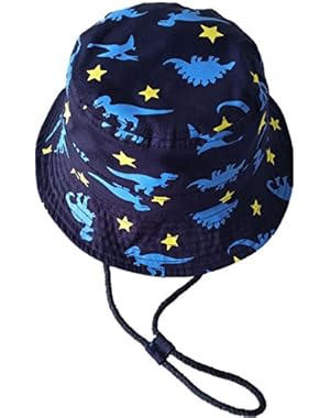 Toddler Baby Kids Cartoon Dinosaur Fishman Cap Sun Protection Bucket Hat Blue