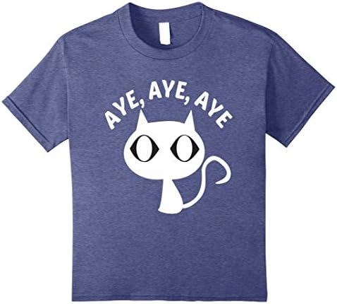 Kids Cat Big Eyes Aye Aye Aye T-Shirt 8 Heather Blue