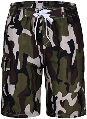 Men's Swim Trunks Quick Dry Camo Board Shorts Daily Beach Shorts with Pockets