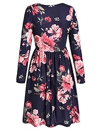 Vestido de manga larga para mujer, longitud de la rodilla