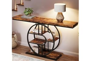 Garvee 5-Tier Console Tables for Entryway, Industrial Narrow Sofa Tables with Storage for Living Room, Long Entry Hallway Cou