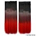 Black to burgundy to Red three Colors Ombre hair extension, Synthetic Hair extensions UF208